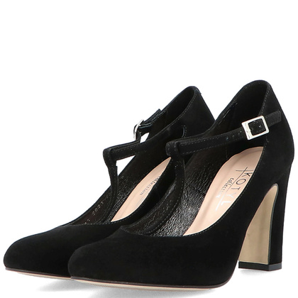 Czółenka z paskami - KOTYL 5931 CZARNE