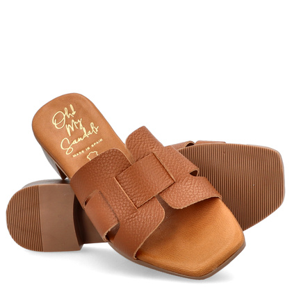 Wygodne klapki ze skóry - OH! MY SANDALS 5600 BRĄZOWE