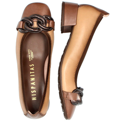 Hiszpańskie czółenka z klamrą - HISPANITAS CHI254349 BRĄZOWE