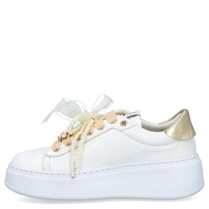 Sneakersy skórzane premium - GIO+ PIA356A BIAŁE
