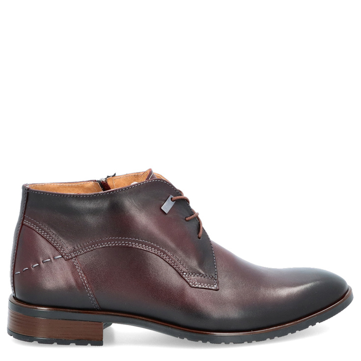 Eleganckie buty męskie zimowe - LEADER 084A-704 BORDOWE 