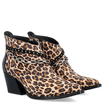 Krótkie kowbojki ze skóry - TYMOTEO G1069 PANTERKA