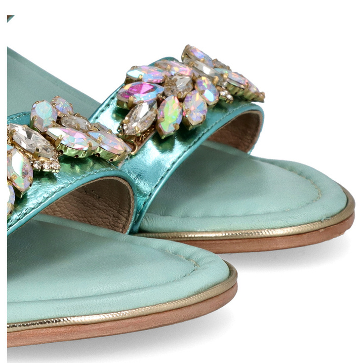 Eleganckie sandały ze skóry - BOTTEGA SMERALDA 3LN24C NIEBIESKIE