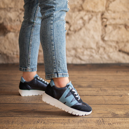 Hiszpańskie sneakersy premium - WONDERS A-2476 GRANATOWE