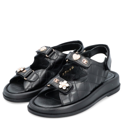 Sandały na rzep z ozdobami - TYMOTEO G1059 CZARNE