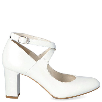 Pełne czółenka ślubne - KOTYL 7091 ECRU PERŁOWE