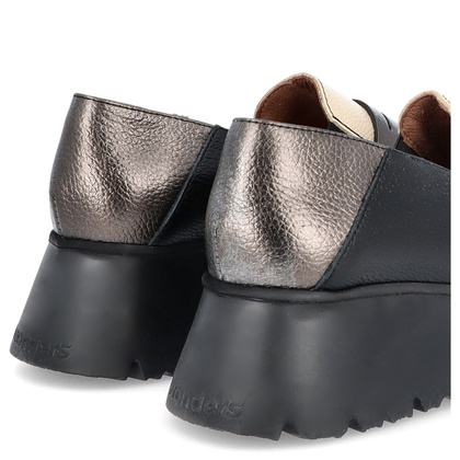 Hiszpańskie półbuty ze skóry - WONDERS C-7312 CZARNO-BEŻOWE