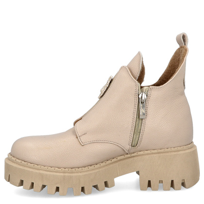 Botki na grubszym spodzie - LEMAR 60451 BEŻOWE