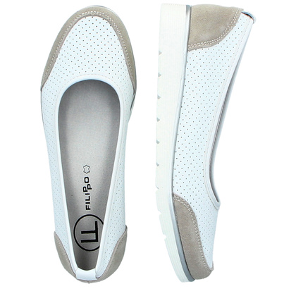 Lekkie ażurowe półbuty skórzane - FILIPPO DP4524/25 BIAŁE