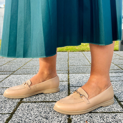 Miękkie mokasyny ze skóry - TYMOTEO P1021 BEŻOWE