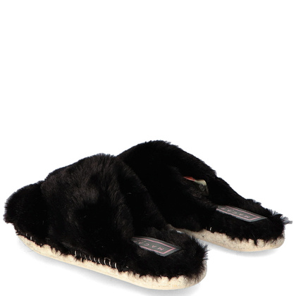 Ekskluzywne klapki z futerkiem - MACARENA VICO CZARNE