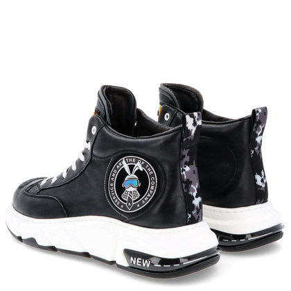 Skórzane sneakersy męskie - JOHN DOUBARE 23Q9217 CZARNE