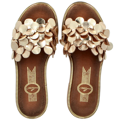 Klasyczne klapki ze skóry - LEMAR 40381 ZŁOTE