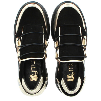 Sneakersy na lekkiej podeszwie - TYMOTEO R1001 CZARNO-ZŁOTE