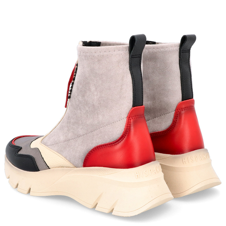 Hiszpańskie wysokie sneakersy z zamkiem - HISPANITAS CHI243628 SZARO-BEŻOWE