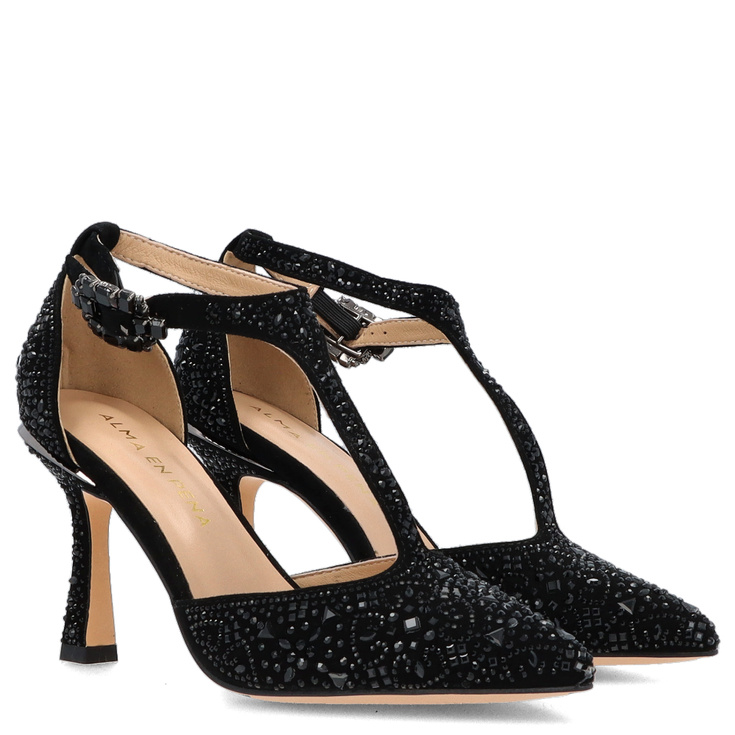 Hiszpańskie szpilki z paskiem - ALMA EN PENA V250410 CZARNE