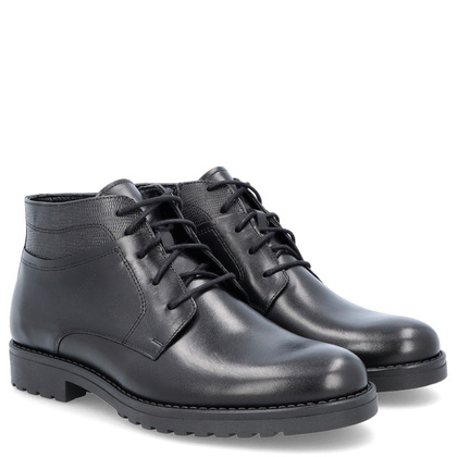 Skórzane buty męskie za kostkę - TAPI F-2446 CZARNE