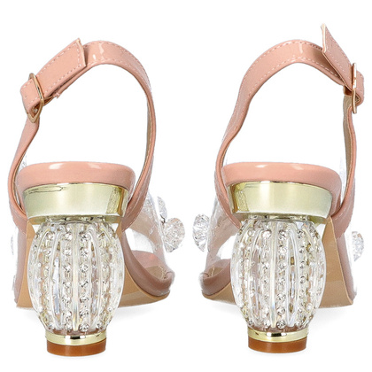 Sandały na modnym obcasie - SCAVIOLA H-06 RÓŻOWE