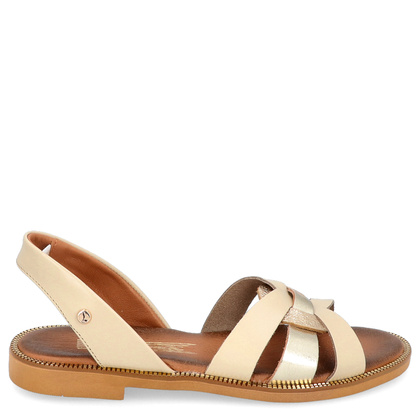 Wygodne sandały skórzane - LEMAR 40382 BEŻOWE