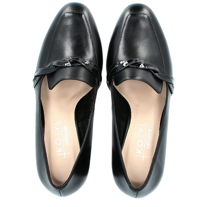 Skórzane półbuty na obcasie - KOTYL 2913 CZARNE