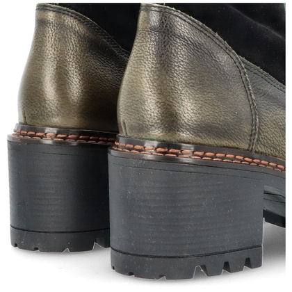 Skórzane botki na platformie - SIMEN 7197A KHAKI