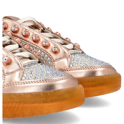 Błyszczące sneakersy damskie - EKP 3929K RÓŻOWE