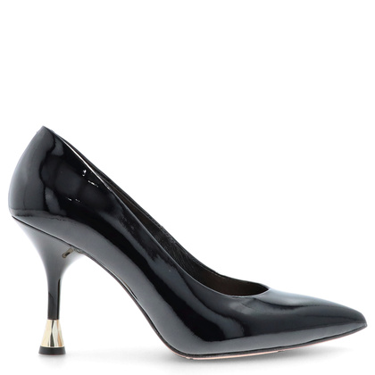 Eleganckie szpilki ze skóry lakierowanej - KOTYL 8517 CZARNE