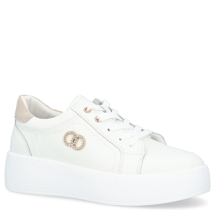 Skórzane sneakersy damskie - FILIPPO DP6721/25 BIAŁE