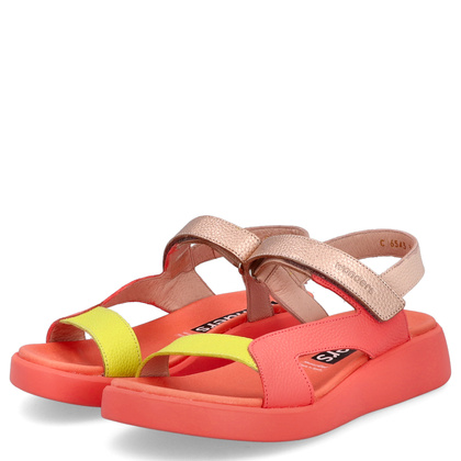 Lekkie hiszpańskie sandały - WONDERS C-6543 KORALOWE