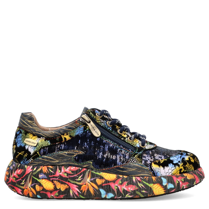 Zdobne sneakersy damskie - LAURA VITA NIKITO 09 GRANATOWE