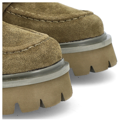 Zamszowe półbuty z klamrą - FILIPPO DP4916/23 KHAKI