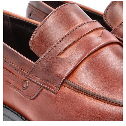 Skórzane mokasyny męskie - TAPI I-7132 BRĄZOWE