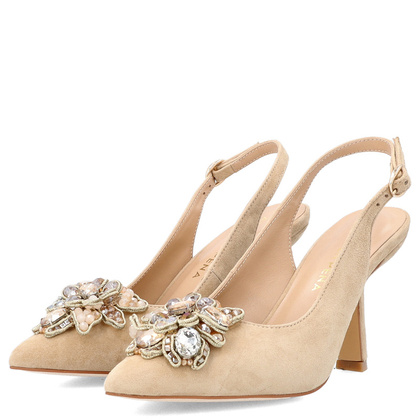 Hiszpańskie czółenka z odkrytą piętą - ALMA EN PENA V240261 BEŻOWE