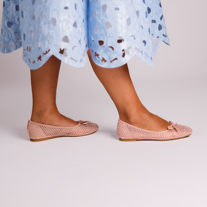 Modne baleriny z siateczki - SCAVIOLA S-430 RÓŻOWE