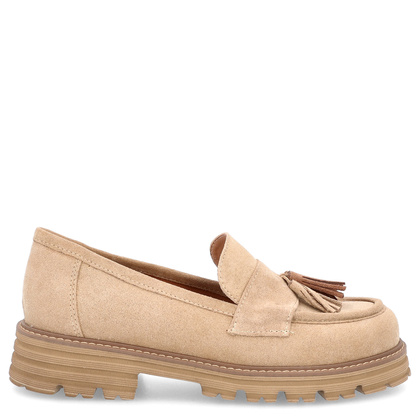 Lekkie mokasyny z chwostami - TYMOTEO L1056 BEŻOWE