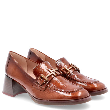 Lakierowane półbuty na obcasie - HISPANITAS HI243590 BRĄZOWE