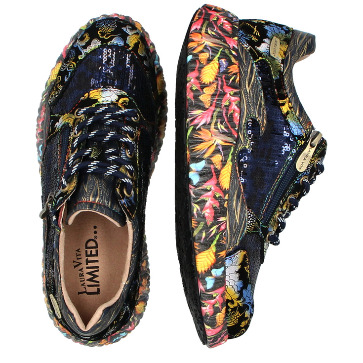 Zdobne sneakersy damskie - LAURA VITA NIKITO 09 GRANATOWE