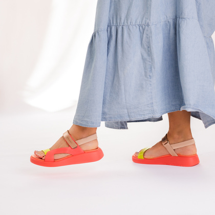 Lekkie hiszpańskie sandały - WONDERS C-6543 KORALOWE