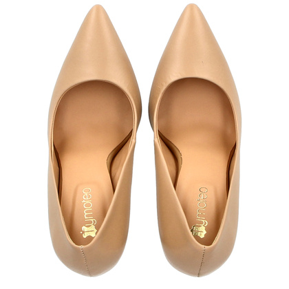 Klasyczne szpilki ze skóry - TYMOTEO 594 BEŻOWE