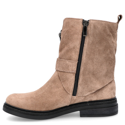 Płaskie botki ze skóry - TYMOTEO G1067 BEŻOWE