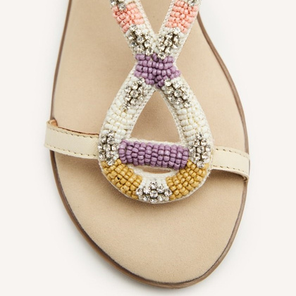 Skórzane płaskie sandałki - GIOSEPPO 74856 BEŻOWE