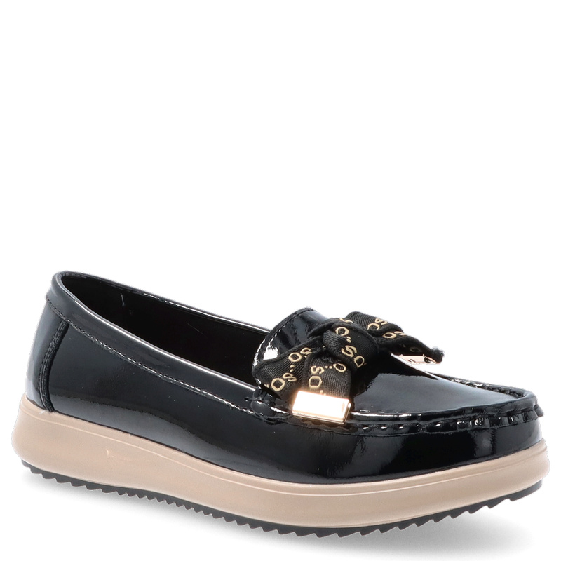 Skórzane półbuty z kokardą - FILIPPO DP6457/25 CZARNE