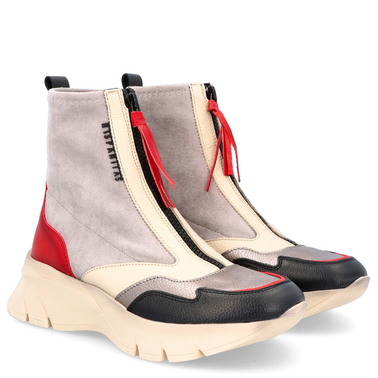 Hiszpańskie wysokie sneakersy z zamkiem - HISPANITAS CHI243628 SZARO-BEŻOWE