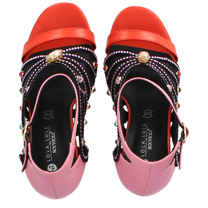 Ekskluzywne sandały słupku - SCAVIOLA S-199 KOLOROWE