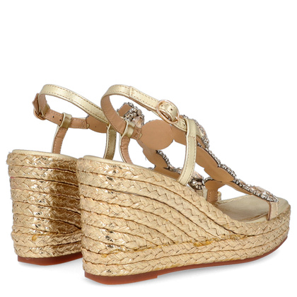 Hiszpańskie sandały na koturnie - ALMA EN PENA V251270 ZŁOTE