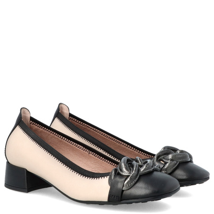 Hiszpańskie czółenka z klamrą - HISPANITAS CHI254349 BEŻOWO CZARNE