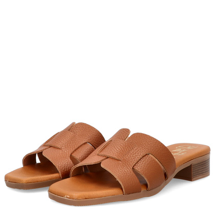 Wygodne klapki ze skóry - OH! MY SANDALS 5600 BRĄZOWE