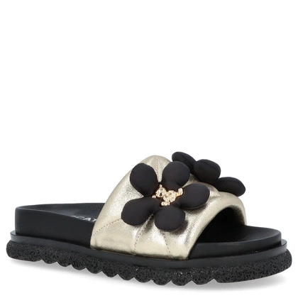 Skórzane klapki damskie - BOCCATO 475.068 ZŁOTE