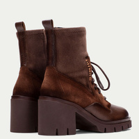 Sznurowane botki na obcasie  - HISPANITAS HI254281 CZEKOLADOWE