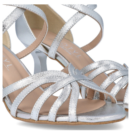 Skórzane sandałki do tańca - KOTYL 4370 SREBRNE
